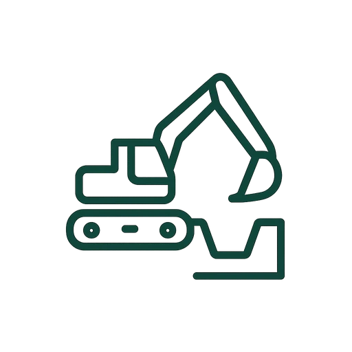 Trench and pipe icon representing trenching and utility excavation