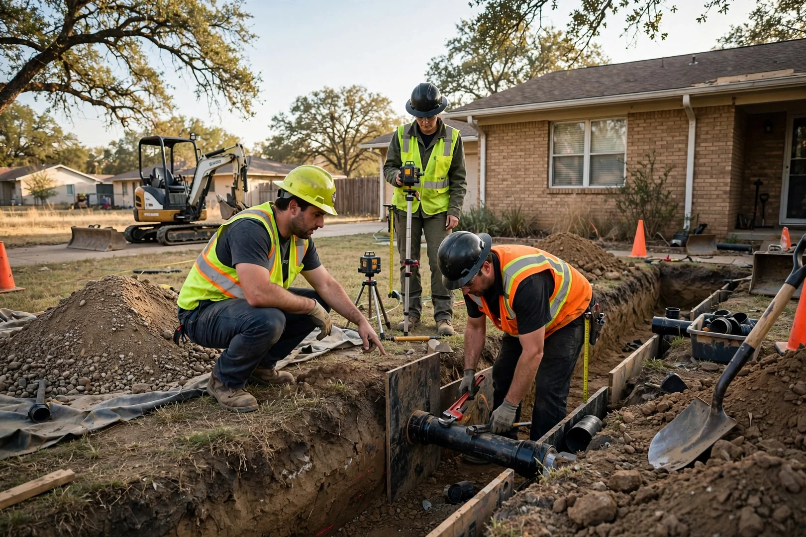 Excavator digging a basement foundation in Lawton OK