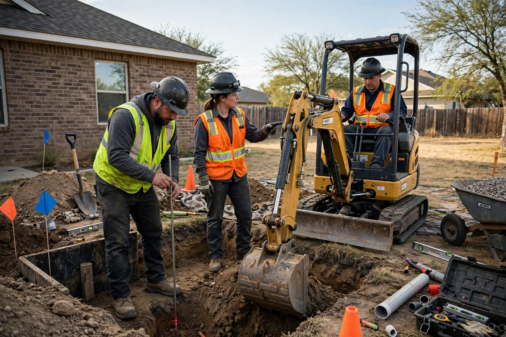 Vacuum truck exposing buried utility lines in Lawton